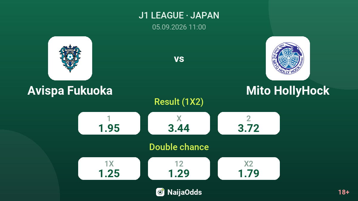 Avispa Fukuoka vs Mito HollyHock — odds