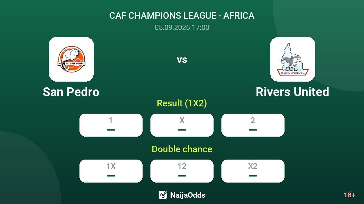 San Pedro vs Rivers United — odds