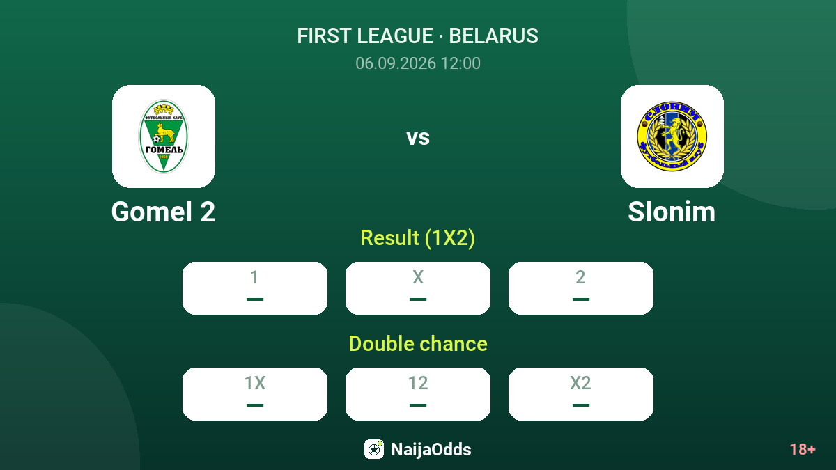 Gomel 2 vs Slonim — odds