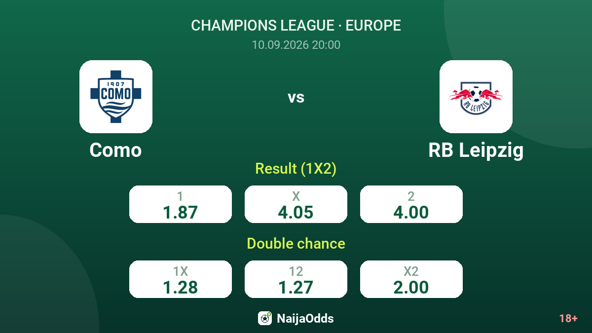 Como vs RB Leipzig — odds