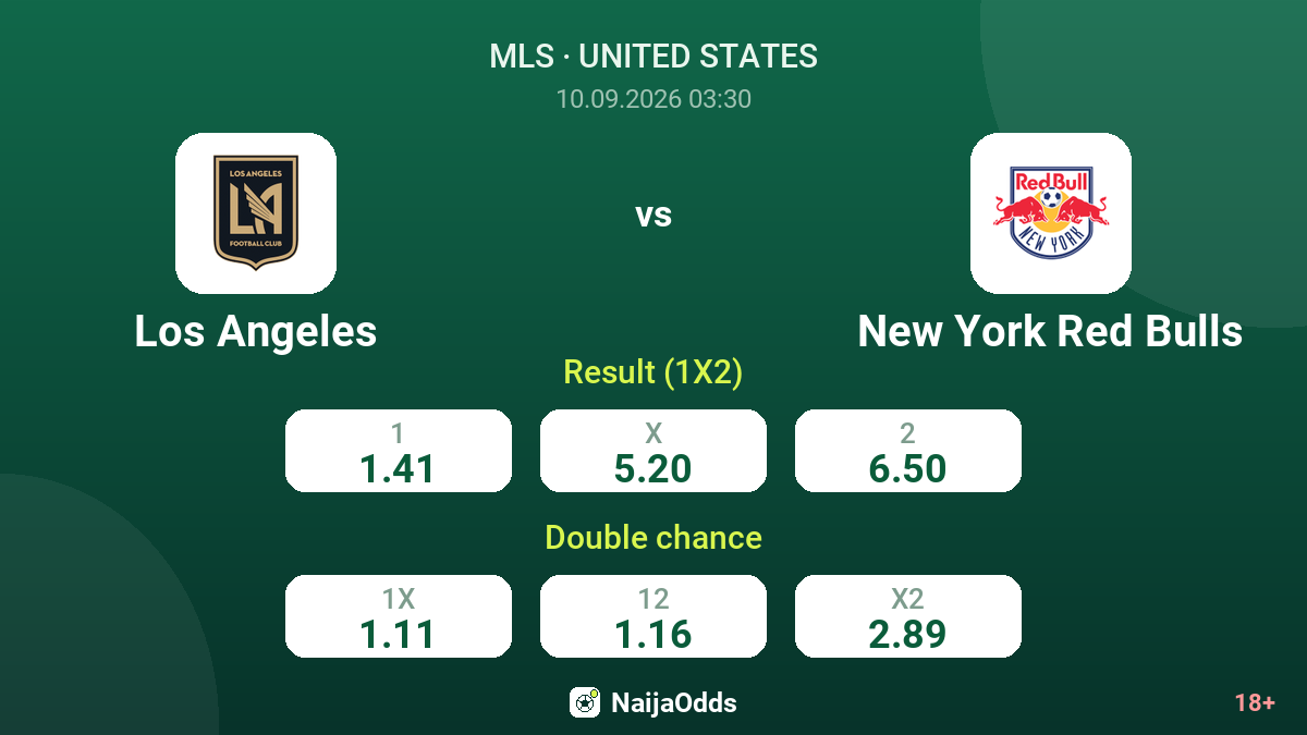 Los Angeles vs New York Red Bulls — odds