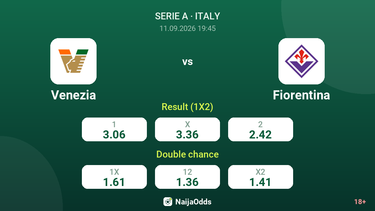 Venezia vs Fiorentina — odds