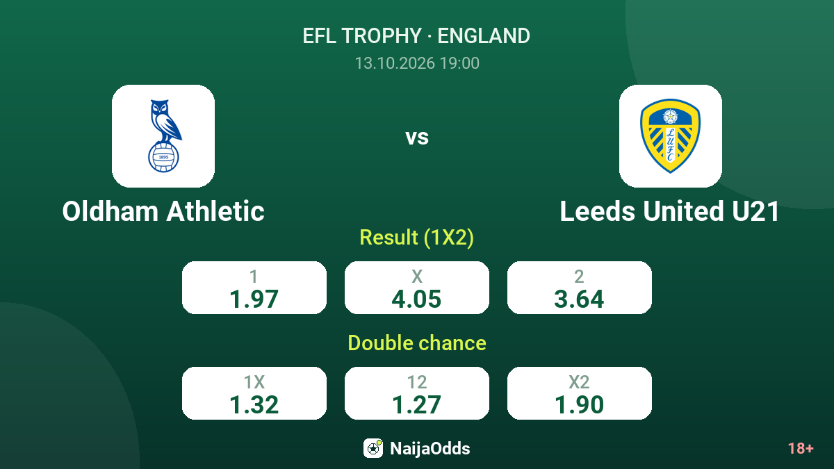 Oldham Athletic vs Leeds United U21 — odds