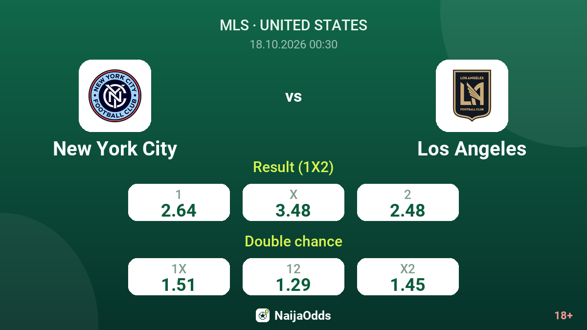 New York City vs Los Angeles — odds