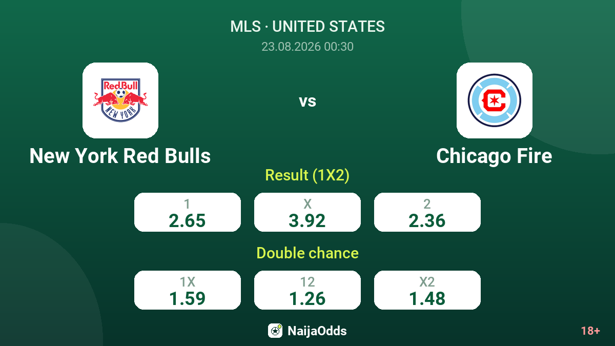 New York Red Bulls vs Chicago Fire — odds