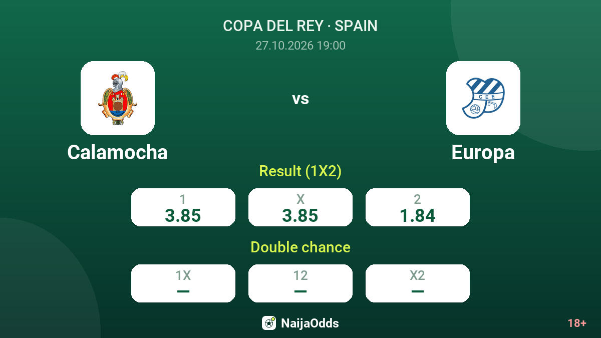 Calamocha vs Europa — odds
